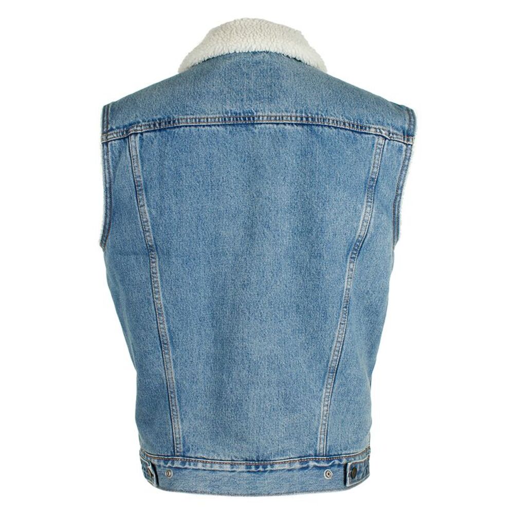Levi's Men's Regular Fit Snap Front Sherpa Trucker Vest Medium Blue 0003 - Picture 2 of 3